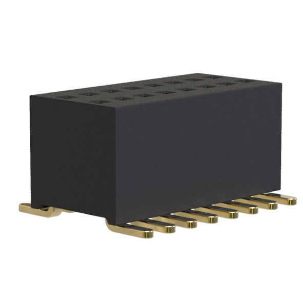 2731SM-02xx series, double-row straight sockets on PCB for surface mounting (SMD), pitch 0.80 x 1.20 mm, Board-to-Board connectors, pin headers and sockets > pitch 0.80 x 1.20 mm