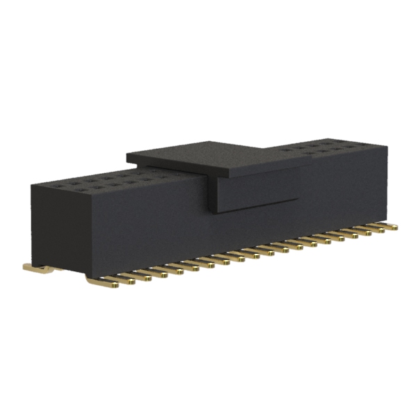 2731SM-02xxCP series, double-row straight sockets on the PCB with mounting cover for automatic surface (SMD) mounting, pitch 0.80 x 1.20 mm, Board-to-Board connectors, pin headers and sockets > pitch 0.80 x 1.20 mm