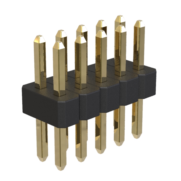 BL1610-12XXS series, open double row straight pin headers on PCB for mounting holes, pitch 1.00 mm, Board-to-Board connectors, pin headers and sockets for them > pitch 1.00 mm