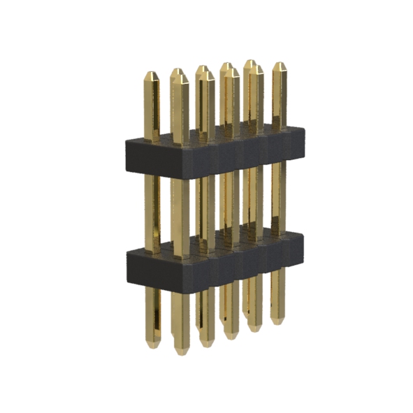 BL1610-22XXS series, double-row straight pin headers, double insulator, on PCB for mounting holes, pitch 1.00 mm, Board-to-Board connectors, pin headers and sockets for them > pitch 1.00 mm