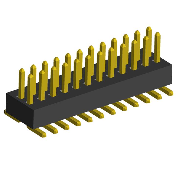 2191SM-XXXG series, open double row straight pin headers on PCB for surface mounting (SMD), pitch 1.00 mm, Board-to-Board connectors, pin headers and sockets for them > pitch 1.00 mm