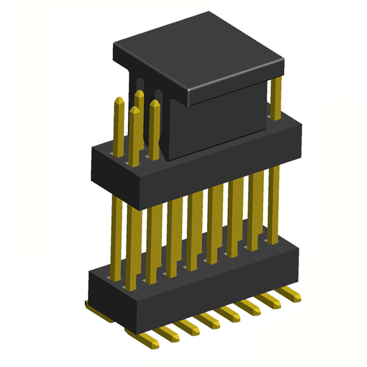 2191SMDI-XXXG-CP series, open double row elevated straight pin headers with guides on PCB for surface mounting (SMD), pitch 1.00 mm, Board-to-Board connectors, pin headers and sockets for them > pitch 1.00 mm