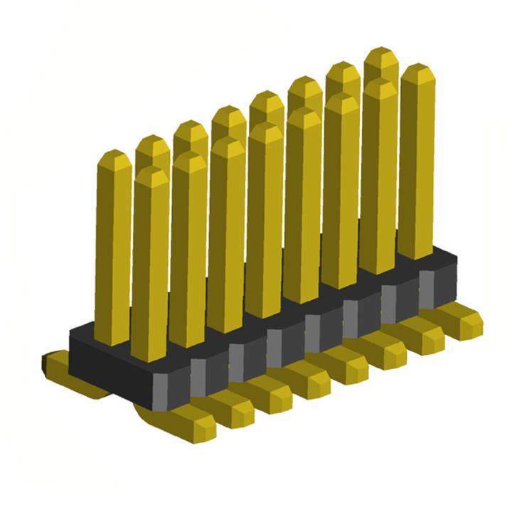 2199SB-XXXG-SM series, pin headers double row, straight on PCB for surface (SMD) mounting,  1,27x1,27 , 2x50 pins