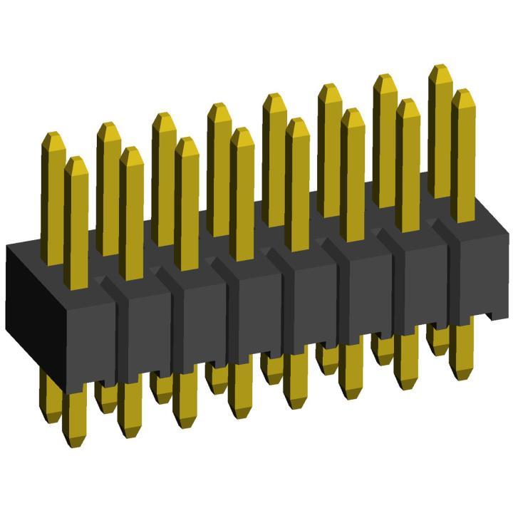 2199SB-XXXG (PLLD1.27) series, pin headers double-row straight on PCB for mounting in holes, pitch 1,27x1,27 mm, Board-to-Board connectors, pin headers and sockets for them > pitch 1,27x1,27 mm