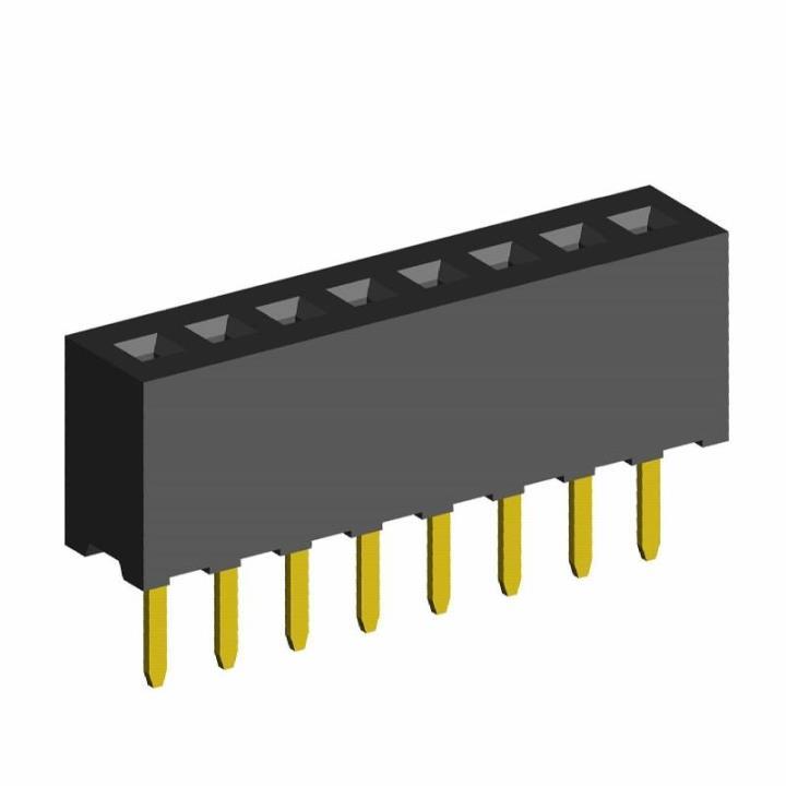 2200SA-XXG-44 series, single row straight sockets on PCB for mounting in holes, pitch 1,27 mm, Board-to-Board connectors, pin headers and sockets for them > pitch 1,27 mm