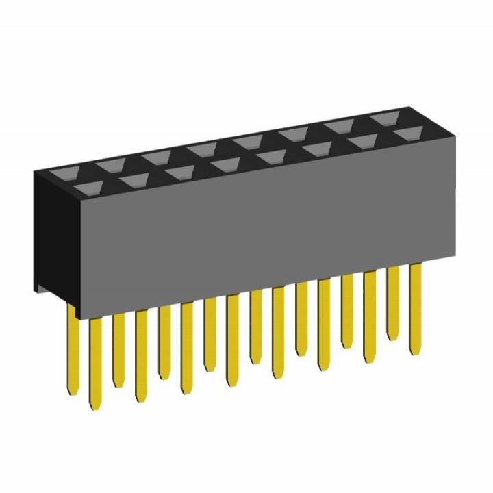 2200SB-XXXG-A2 series, double row straight sockets on PCB for mounting in holes, pitch 1,27x1,27 mm, Board-to-Board connectors, pin headers and sockets for them > pitch 1,27x1,27 mm