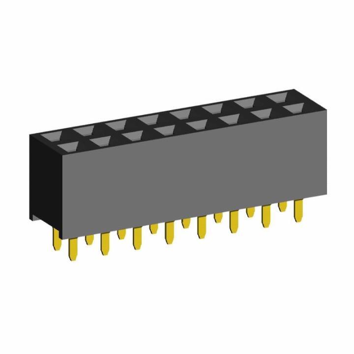 2200SB-XXXG-A3 series, double row straight sockets on PCB for mounting in holes, pitch 1,27x1,27 mm, Board-to-Board connectors, pin headers and sockets for them > pitch 1,27x1,27 mm