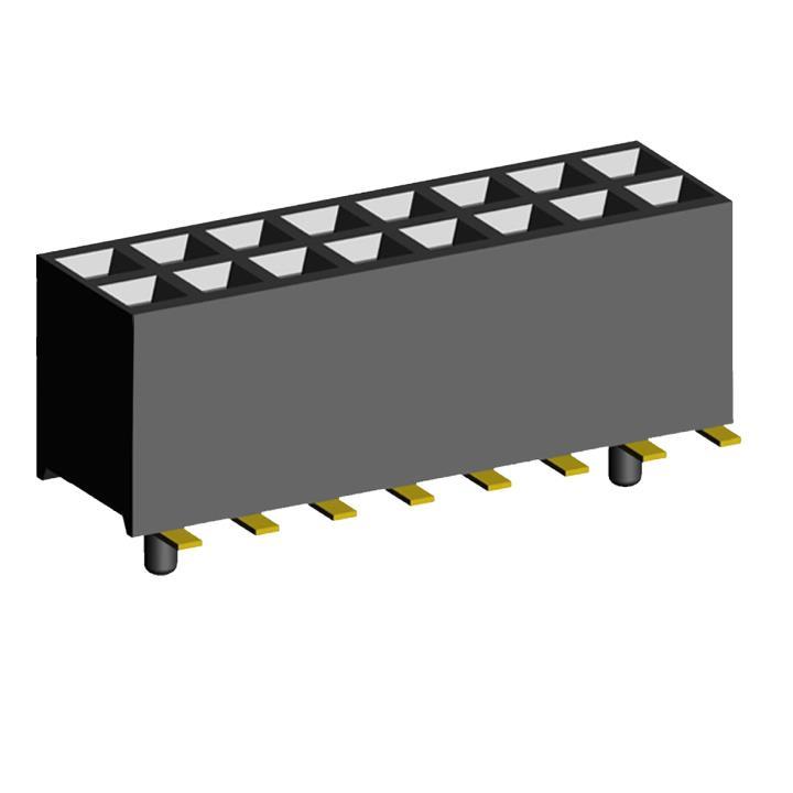 2200SB-XXXG-SM-36-PG series, double row straight sockets for surface (SMD) mounting with guides on PCB, pitch 1,27x1,27 mm, Board-to-Board connectors, pin headers and sockets for them > pitch 1,27x1,27 mm