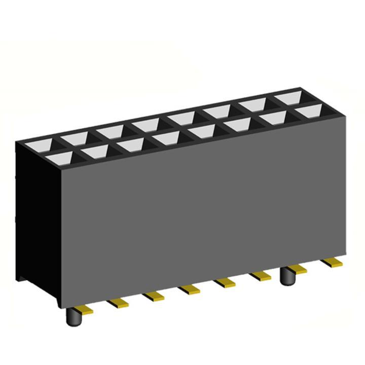 2200SB-XXXG-SM-45-PG series, double row straight sockets for surface (SMD) mounting with guides on PCB, pitch 1,27x1,27 mm, Board-to-Board connectors, pin headers and sockets for them > pitch 1,27x1,27 mm