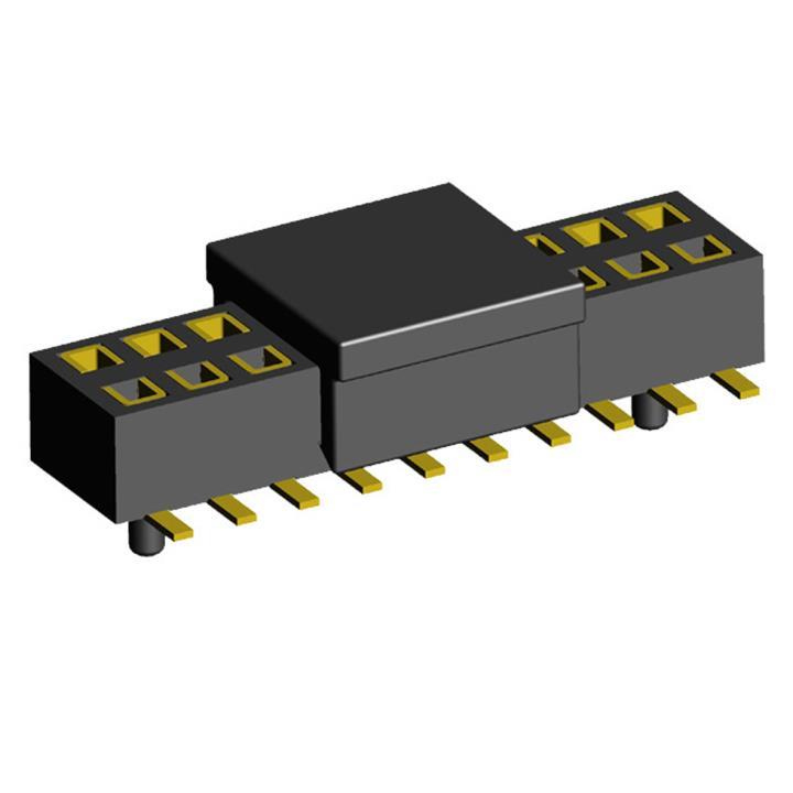 2200TB-XXXG-SM-23-PCG series, double row straight sockets on PCB for surface (SMD) mounting with guides, pitch 1,27x1,27 mm, Board-to-Board connectors, pin headers and sockets for them > pitch 1,27x1,27 mm