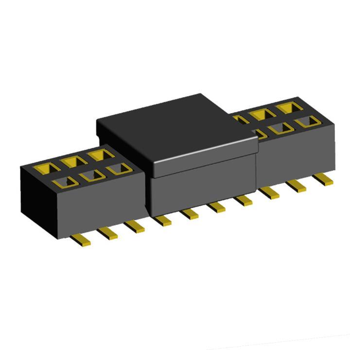 2200TB-XXXG-SM-23-PCP series, double row straight sockets on PCB for surface (SMD) mounting with reverse input and capture, pitch 1,27x1,27 mm, Board-to-Board connectors, pin headers and sockets for them > pitch 1,27x1,27 mm