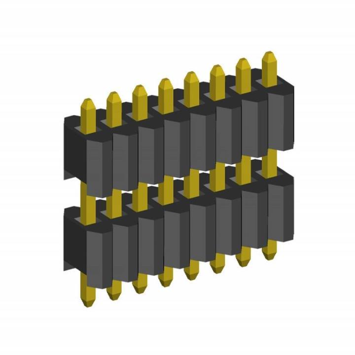 2206PADI-XXG-720 series, plugs open straight single row with double insulator on Board for mounting in holes, pitch 1,27 mm, Board-to-Board connectors, pin headers and sockets > pitch 1,27 mm