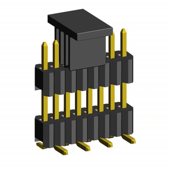 2206PADI-XXG-SM-B2-XXXX-CP series, plugs open straight single row with double insulator for surface (SMD) mounting on Board with mounting cover, pitch 1,27 mm, Board-to-Board connectors, pin headers and sockets > pitch 1,27 mm