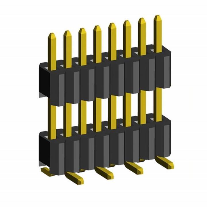 2206PADI-XXG-SM-B2-XXXX series, plugs open straight single row double insulator for surface (SMD) mounting on Board step 1,  1,27 , 1x50 pins