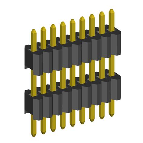 2206PADI-XXG-1300 series, plugs open straight single row with double insulator on Board for mounting in holes, pitch 1,27 mm, Board-to-Board connectors, pin headers and sockets > pitch 1,27 mm