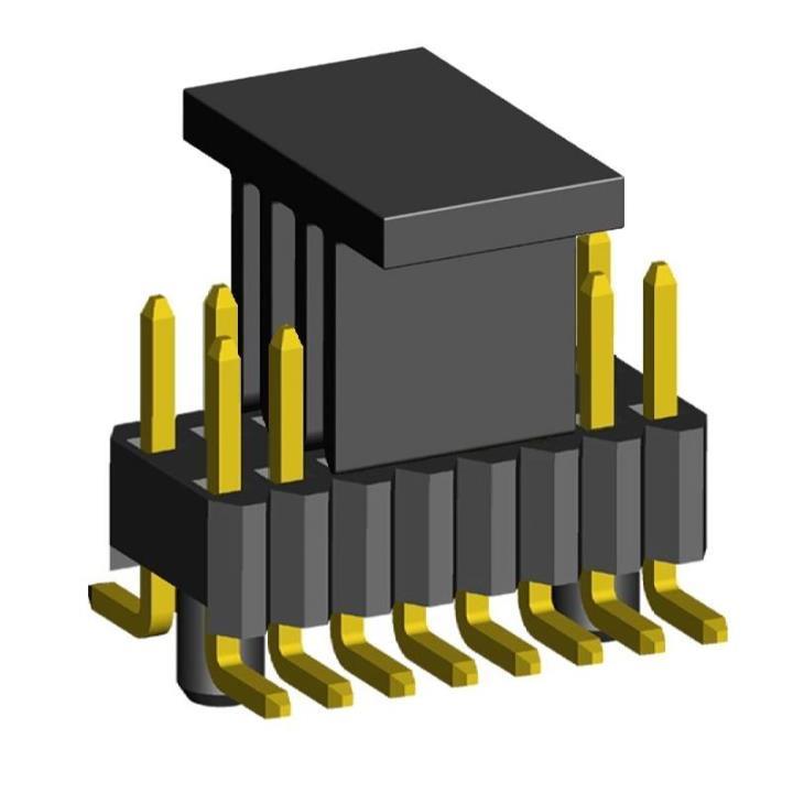 2206PB-XXG-SM-XXXX-CG series, plugs open straight single row for surface (SMD) mounting with guides on the Board and mounting cover, pitch 1,27 mm, Board-to-Board connectors, pin headers and sockets > pitch 1,27 mm