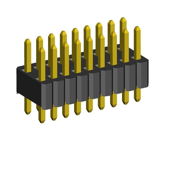 2206PB-XXXG-XXX (PLLD1.27-XXXA) series, straight double row open plug on the Board for mounting holes, pitch 1,27x2,54 mm, Board-to-Board connectors, pin headers and sockets > pitch 1,27x2,54 mm