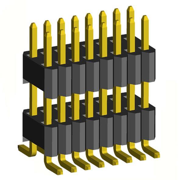 2206PBDI-XXXG-SM-XXXX series, plugs open straight double row with double insulator on Board for surface (SMD) mounting on Board, pitch 1,27x2,54 mm, Board-to-Board connectors, pin headers and sockets > pitch 1,27x2,54 mm