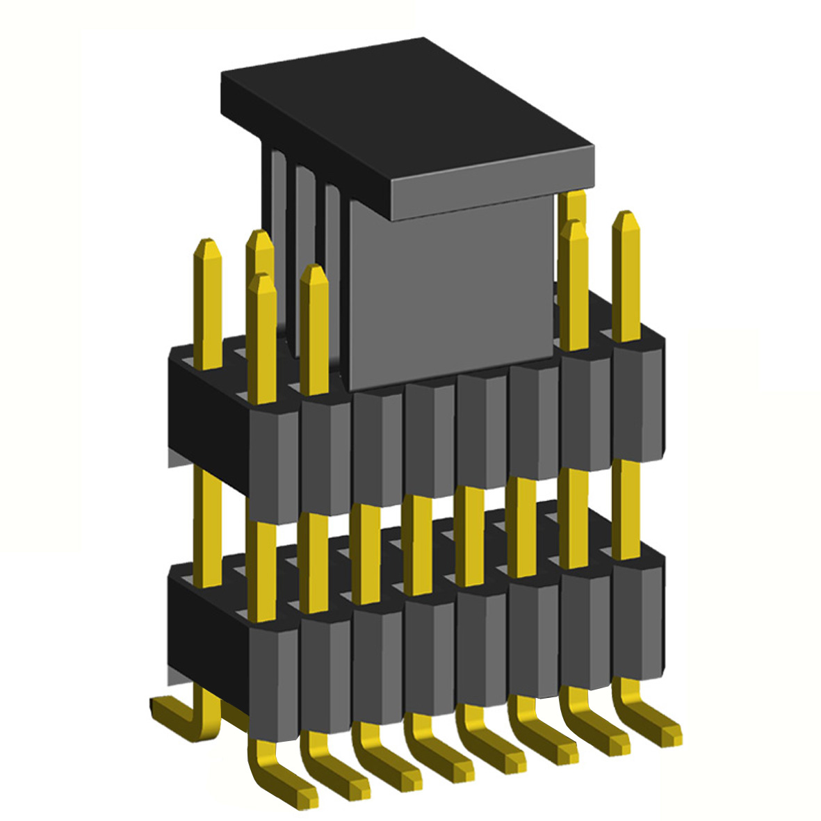 2206PBDI-XXXG-SM-XXXX-CP series, plugs open straight double row with double insulator for surface (SMD) mounting on Board with mounting cover, pitch 1,27x2,54 mm, Board-to-Board connectors, pin headers and sockets > pitch 1,27x2,54 mm