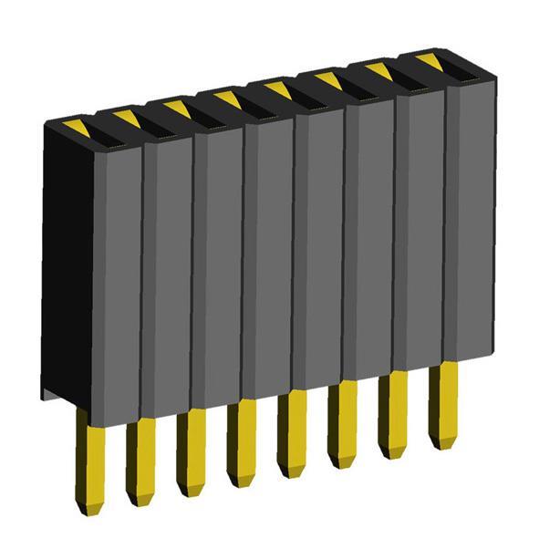 2206SA-XXG-85 series, straight single row sockets on Board for mounting in holes, pitch 1,27 mm, Board-to-Board connectors, pin headers and sockets > pitch 1,27 mm