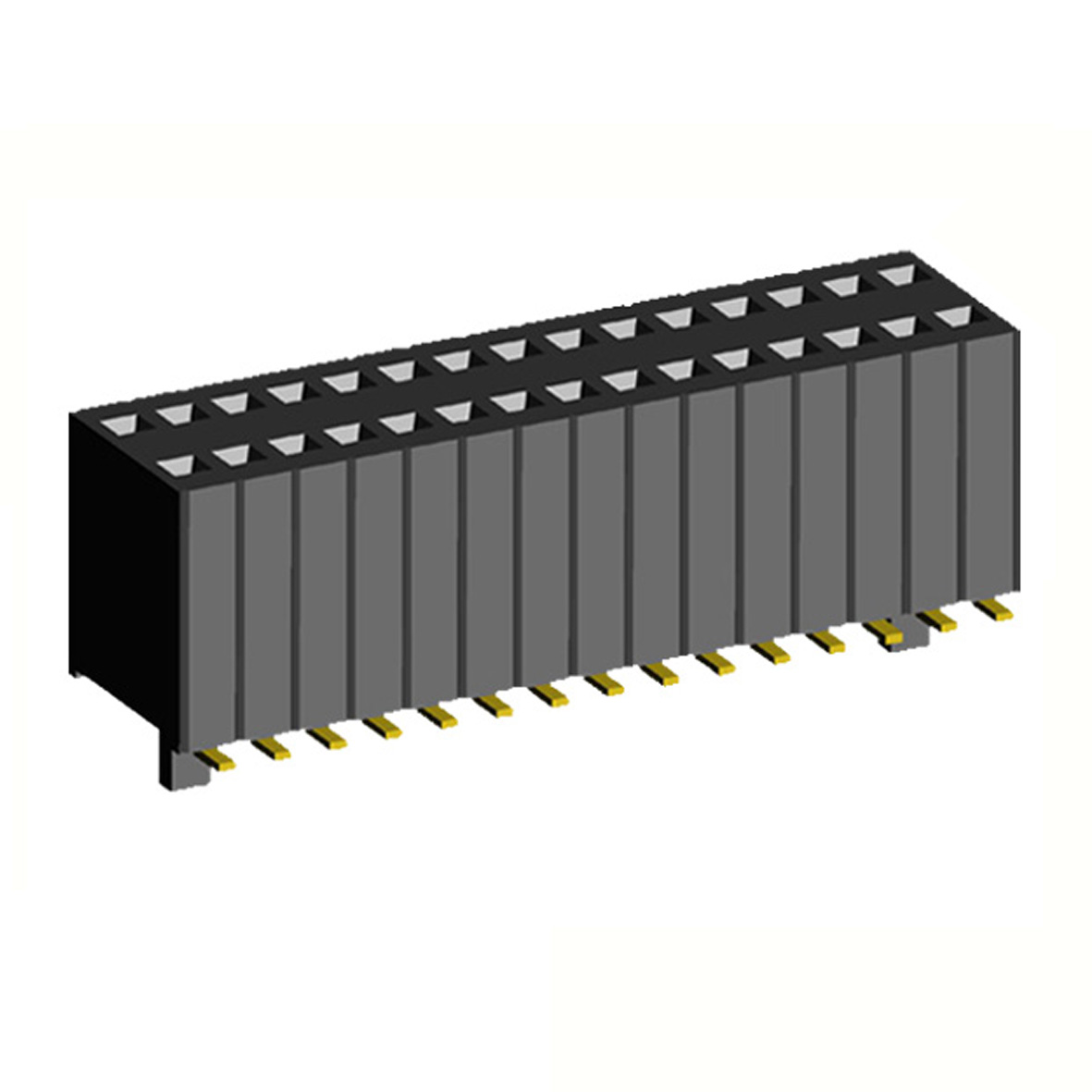 2206SB-XXXG-SM-60-PG series, straight double row sockets on the Board for surface mounting (SMD) on the Board with guides on the Board,  1,27x2,54 PBT (polybutylene terephthlate) (UL94V-0), 2x50 pins