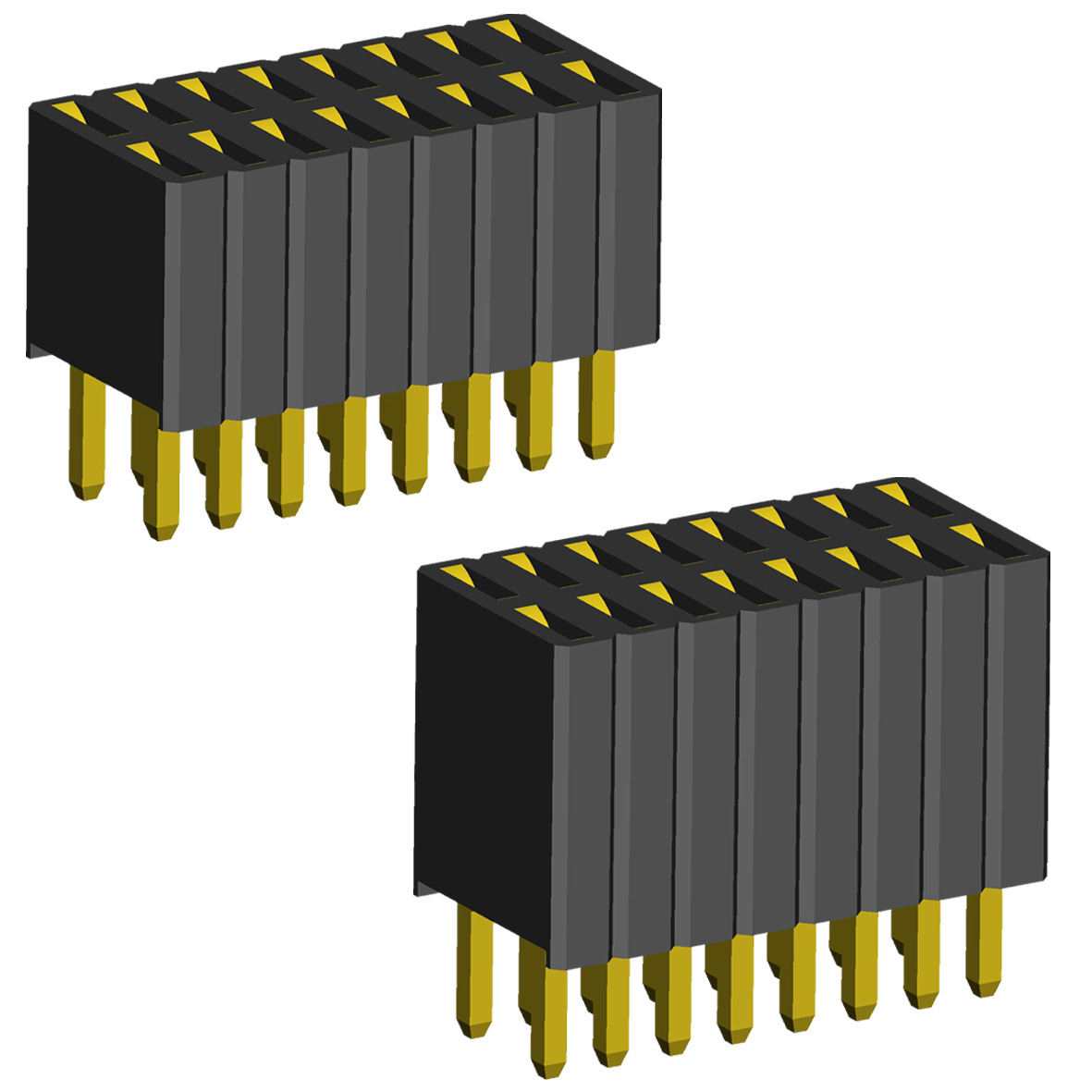 2206SB-XXXG-85 series, straight socket double row-for a fee, for installation in a hole, pitch 1,27x2,54 mm, Board-to-Board connectors, pin headers and sockets > pitch 1,27x2,54 mm