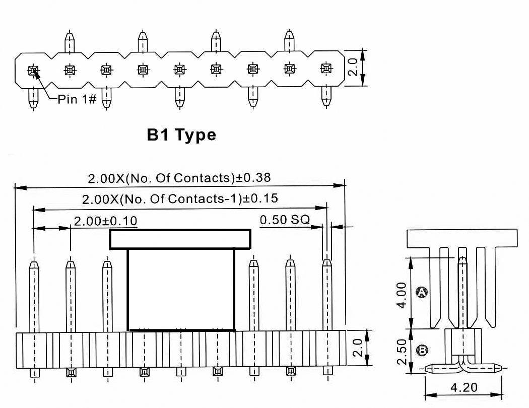 2210SM-XXG-B1-XXXX-CP series, plugs pin open straight single row on Board for surface (SMD) mounting with mounting cover, pitch 2,0 mm, Board-to-Board connectors, pin headers and sockets > pitch 2,0 mm