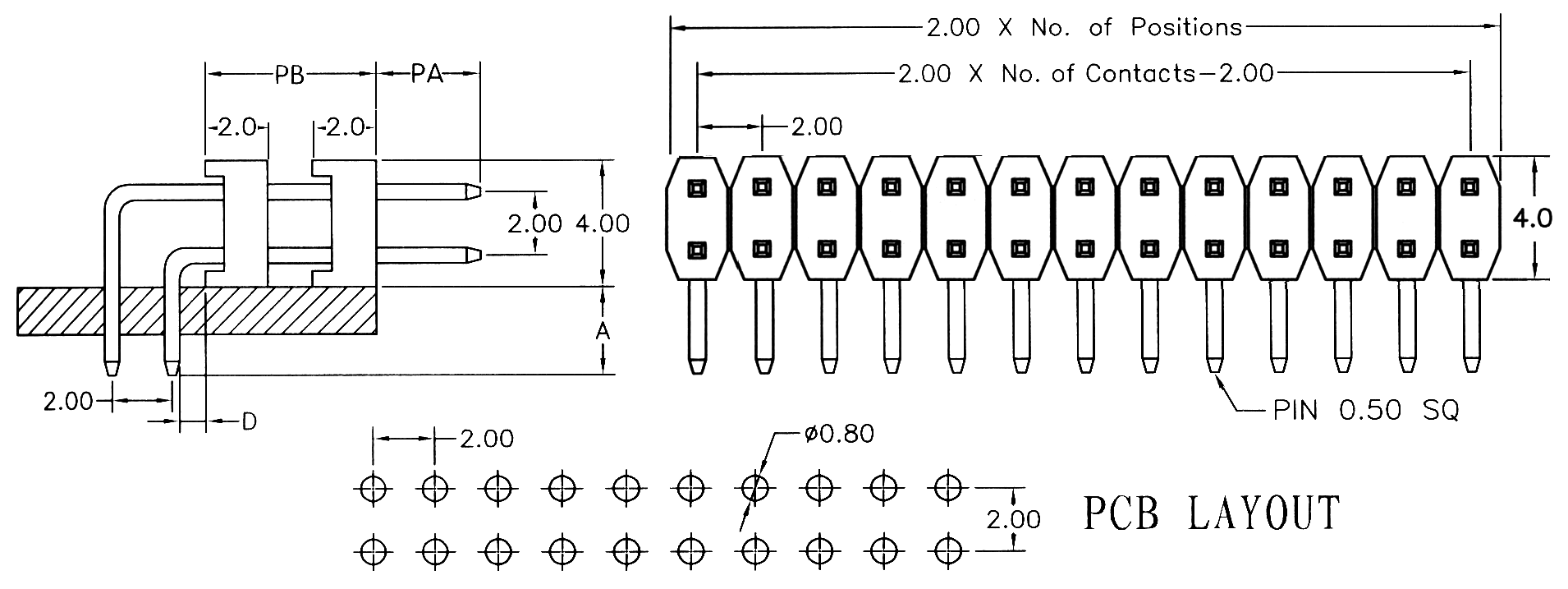 BL1320-22xxR1-2.0 series, double-row pin plugs with double insulator corner, pitch 2,0x2,0 mm, Board-to-Board connectors, pin headers and sockets > pitch 2,0x2,0 mm