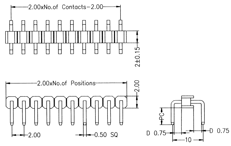 BL1320-11xxR series, Jumper single row, pitch 2,0 mm, Board-to-Board connectors, pin headers and sockets > pitch 2,0 mm