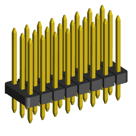 BL1225-13xxS series, straight three-row open pin header on the board for mounting holes, pitch 2,54x2,54 mm, Board-to-Board connectors, pin headers and sockets > pitch 2,54x2,54 mm