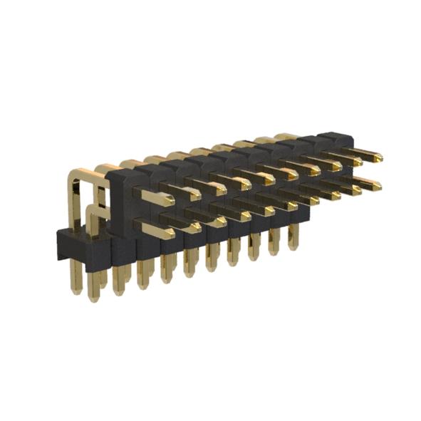 BL1225-22xxR2 series, double row angular pin headers with double insulator, pitch 2,54x2,54 mm, Board-to-Board connectors, pin headers and sockets > pitch 2,54x2,54 mm