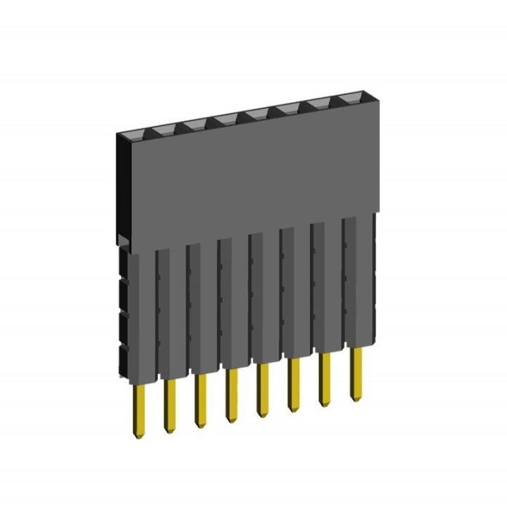 2212111-XXG-4C series, single-row sockets with increased insulator on the board for mounting in holes, pitch 2,54 mm, Board-to-Board connectors, pin headers and sockets > pitch 2,54 mm