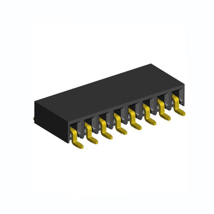 2212BR-XXG-SM series, side - entry single-row sockets for surface mounting (SMD) , pitch 2,54 mm, Board-to-Board connectors, pin headers and sockets > pitch 2,54 mm