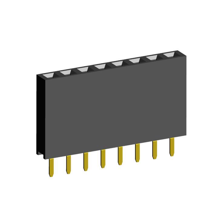 2212S-XXG-110 series, single-row straight sockets on the board for mounting in holes, pitch 2,54 mm, Board-to-Board connectors, pin headers and sockets > pitch 2,54 mm