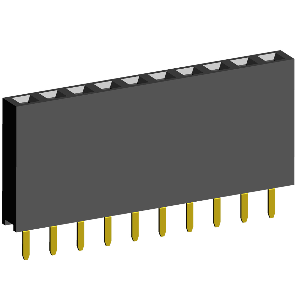 2212S-XXG-115 series, single-row straight sockets on the board for mounting in holes, pitch 2,54 mm, 1x40 pins