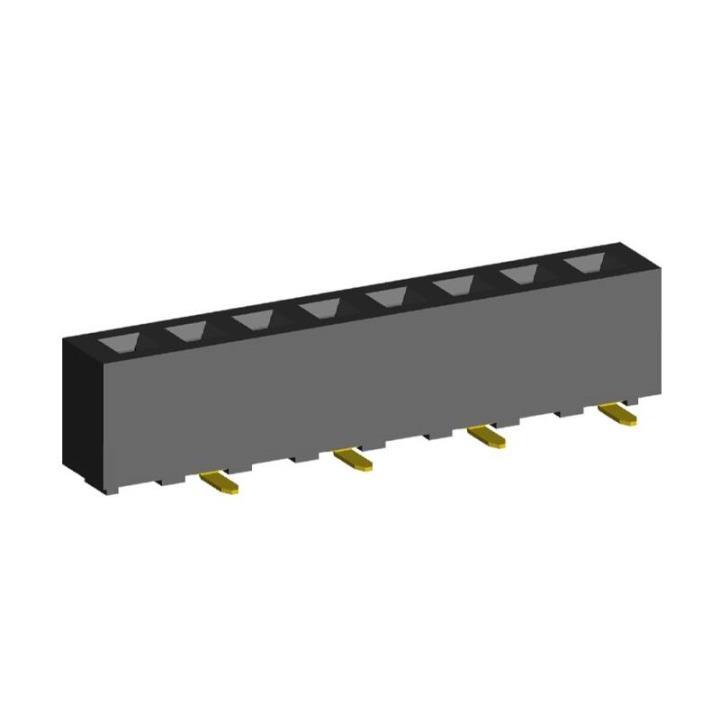 2212SM-XXG-50-B1 series, straight single row sockets for surface mounting (SMD) , pitch 2,54 mm, Board-to-Board connectors, pin headers and sockets > pitch 2,54 mm