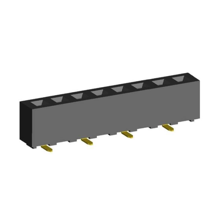 2212SM-XXG-50-B2 series, straight single row sockets for surface mounting (SMD) , pitch 2,54 mm, Board-to-Board connectors, pin headers and sockets > pitch 2,54 mm