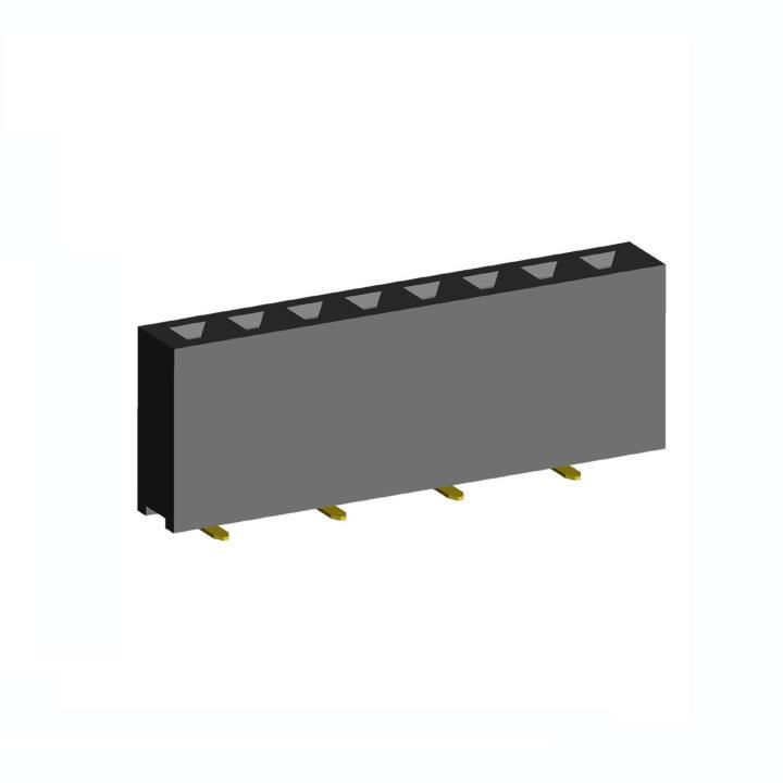 2212SM-XXG-75-B2 series, straight single-row sockets for surface mounting (SMD) , pitch 2,54 mm, Board-to-Board connectors, pin headers and sockets > pitch 2,54 mm