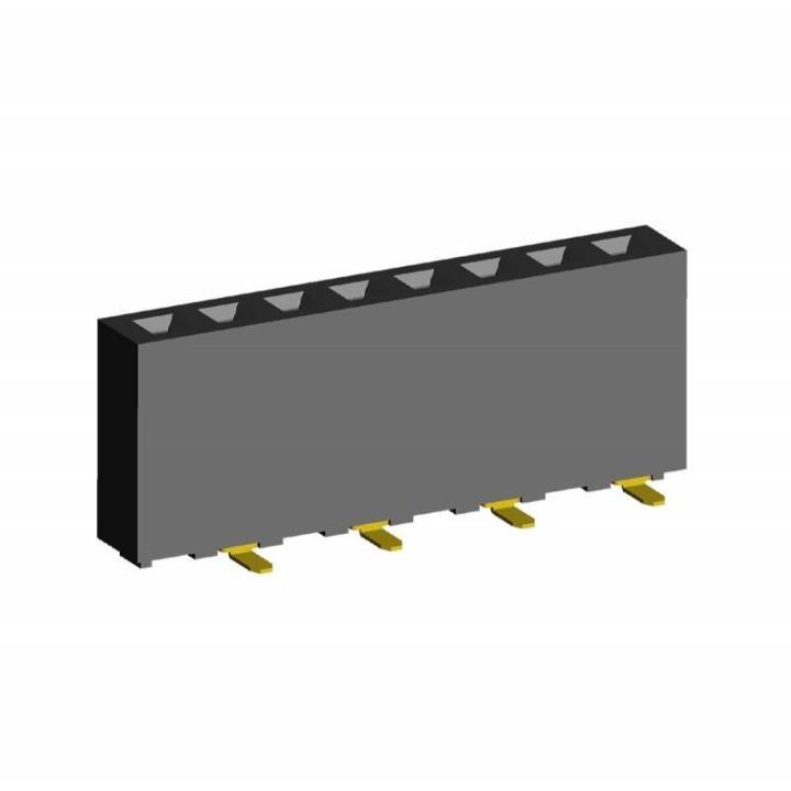 2212SM-XXG-85-B1-SJ series, straight single-row sockets for surface mounting (SMD) , pitch 2,54 mm, Board-to-Board connectors, pin headers and sockets > pitch 2,54 mm