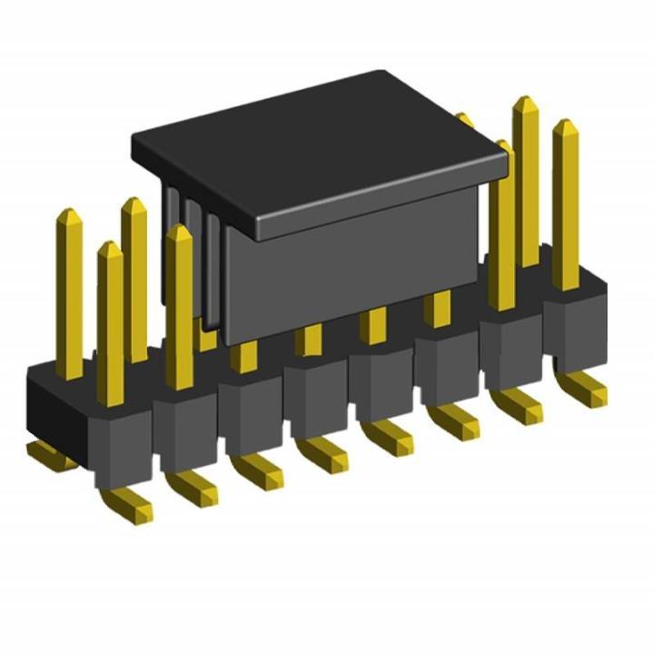 2213SM-XXG-XXXX-CP series, open double row straight pin headers with guides on PCB for surface mounting (SMD), pitch 2,54x2,54 mm, Board-to-Board connectors, pin headers and sockets > pitch 2,54x2,54 mm