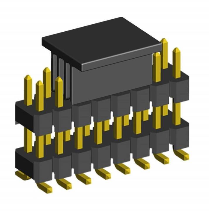 2213SMDI-XXG-CP series, pin headers straight double-row double insulator onto the charge for surface (SMD) mounting with a grip, pitch 2,54x2,54 mm, Board-to-Board connectors, pin headers and sockets > pitch 2,54x2,54 mm