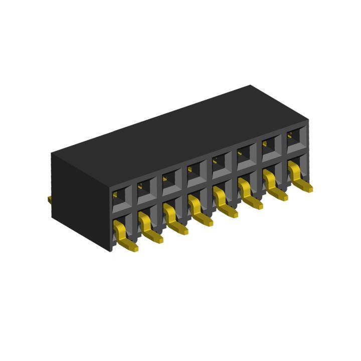 2214BR-XXG-SM series, side - entry sockets, double-row, for surface mounting (SMD) , pitch 2,54x2,54 mm, Board-to-Board connectors, pin headers and sockets > pitch 2,54x2,54 mm