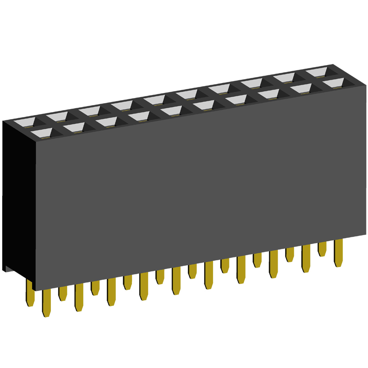 2214S-XXG-110 series, double-row straight sockets on the board for mounting in holes, pitch 2,54x2,54 mm, Board-to-Board connectors, pin headers and sockets > pitch 2,54x2,54 mm