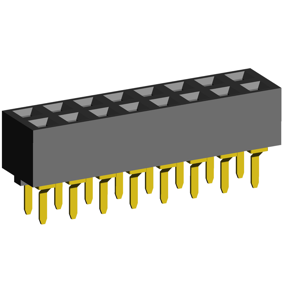 2214S-XXG-50 series, double-row straight sockets on the board for mounting in holes, pitch 2,54x2,54 mm, Board-to-Board connectors, pin headers and sockets > pitch 2,54x2,54 mm