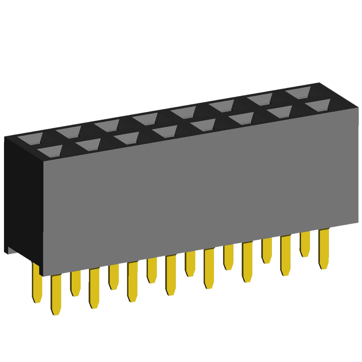 2214S-XXG-72 series, double-row straight sockets on the board for mounting in holes, pitch 2,54x2,54 mm, Board-to-Board connectors, pin headers and sockets > pitch 2,54x2,54 mm