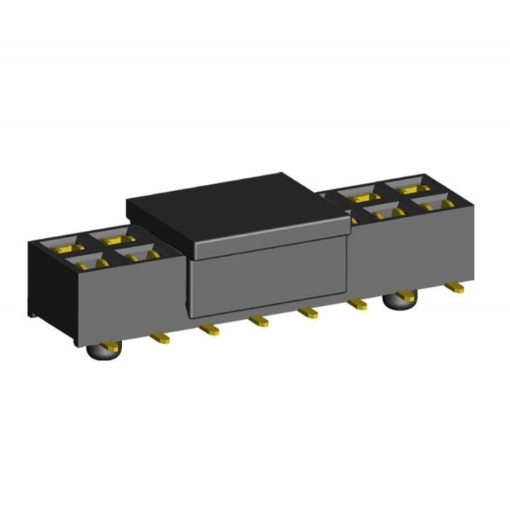 2214SM-XXG-37D-PCG series, double-row straight sockets with guides for surface mounting (SMD) with gripper, pitch 2,54x2,54 mm, Board-to-Board connectors, pin headers and sockets > pitch 2,54x2,54 mm