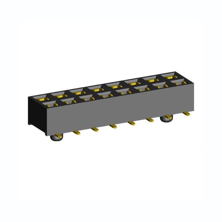 2214SM-XXG-37D-PG series, double-row straight sockets with guides for surface mounting (SMD) , pitch 2,54x2,54 mm, Board-to-Board connectors, pin headers and sockets > pitch 2,54x2,54 mm