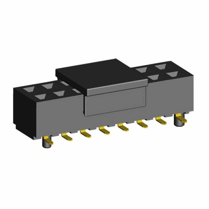 2214SM-XXG-50-PCG series, double-row straight sockets with guides for surface mounting (SMD) with gripper, pitch 2,54x2,54 mm, Board-to-Board connectors, pin headers and sockets > pitch 2,54x2,54 mm