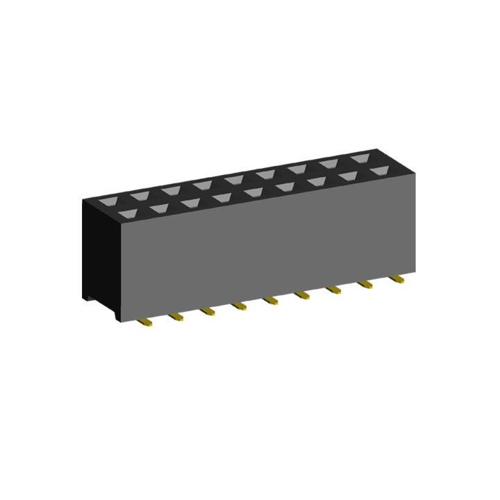 2214SM-XXG-75 series, double-row straight sockets for surface mounting (SMD) , pitch 2,54x2,54 mm, Board-to-Board connectors, pin headers and sockets > pitch 2,54x2,54 mm