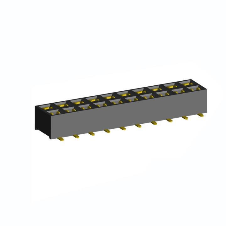 2214SM-XXG-37D series, double-row straight sockets for surface mounting (SMD) , pitch 2,54x2,54 mm, Board-to-Board connectors, pin headers and sockets > pitch 2,54x2,54 mm